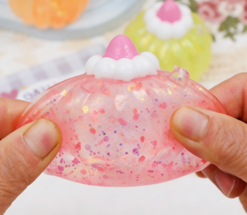 Glitter Crystal Pudding Cake Squeeze Toy-random color