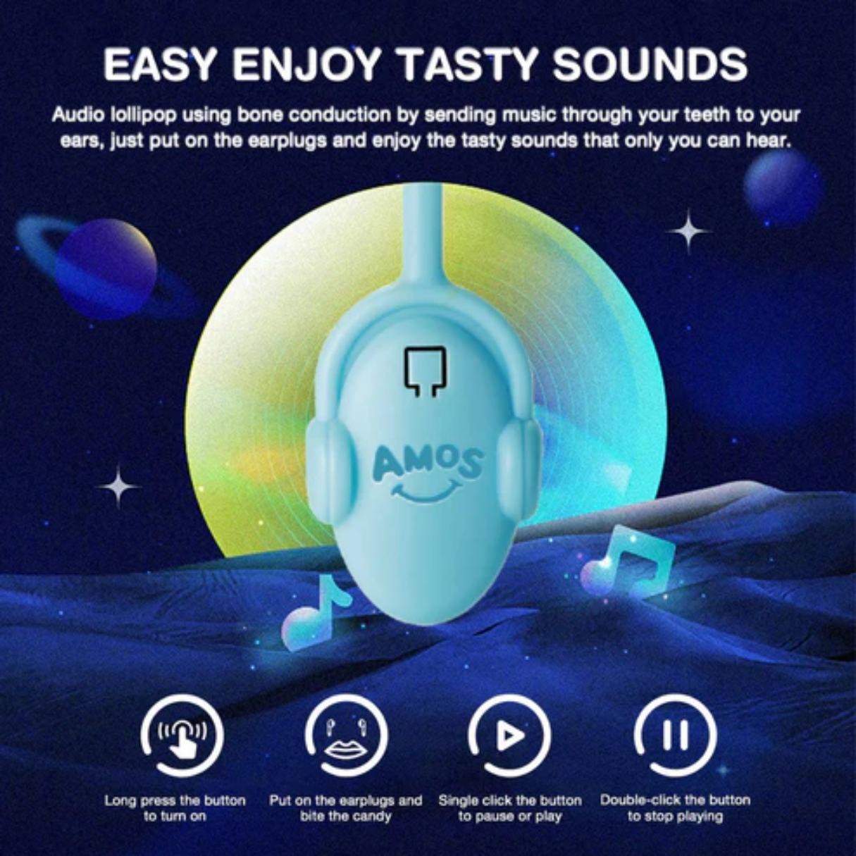 Amos Tasty Sounds Lollipop Blueberry Hip Hop