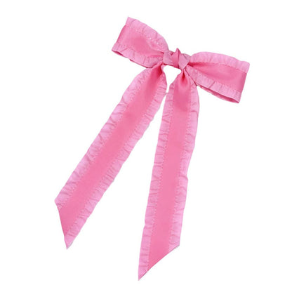 Ruffle Trim Hair Bow - Macaron Muse
