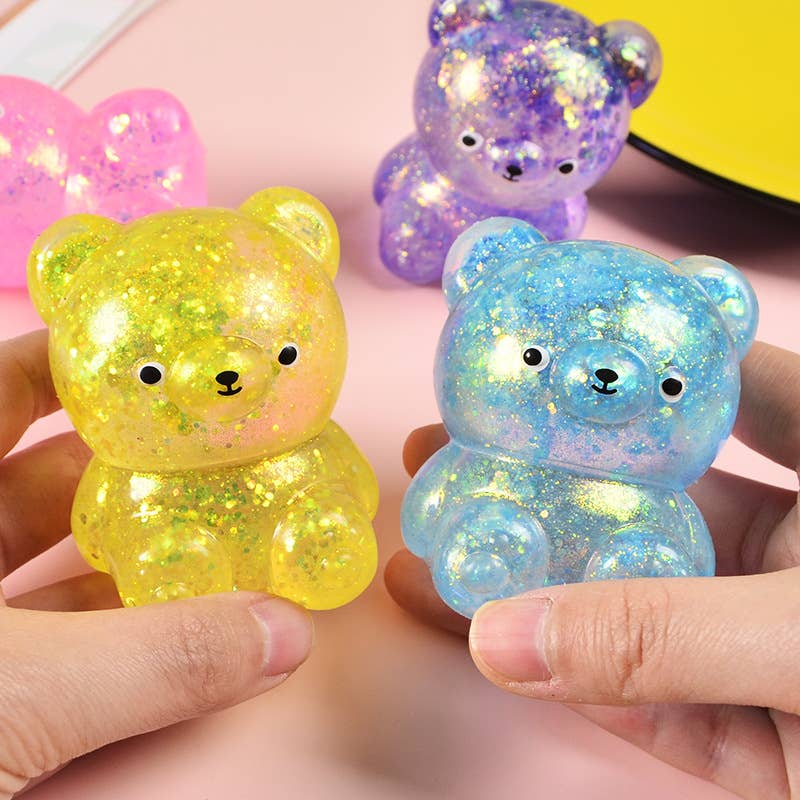 Cute Glitter  Bear Squishy Squeeze Toy Fidget Toy