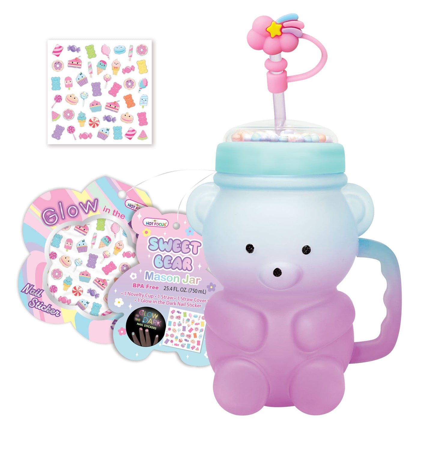 Sweet Bear Mason Jar, Sugar Crush Blue