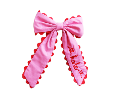 Ruffle Trim Hair Bow - Sweet Pea