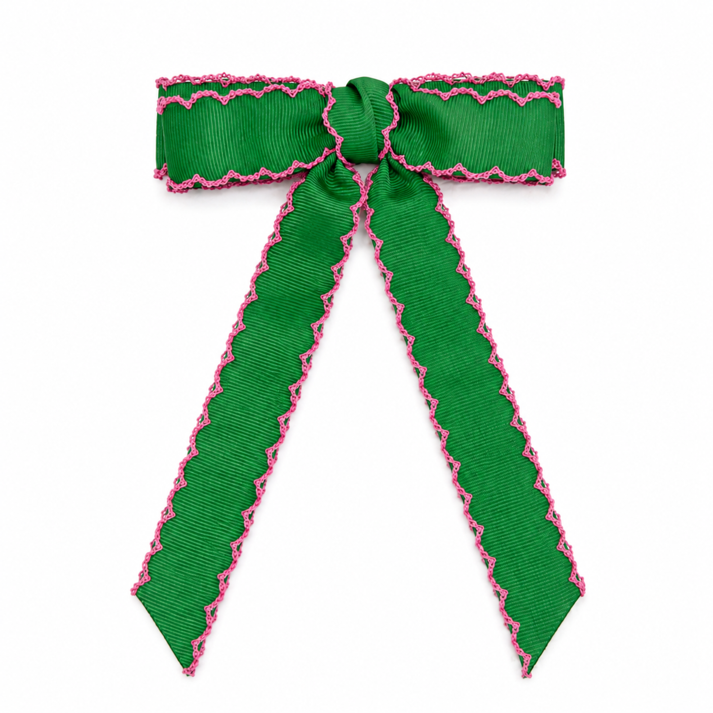 Scalloped Stitch Ribbon Bow Hair Clip – Playful Statement