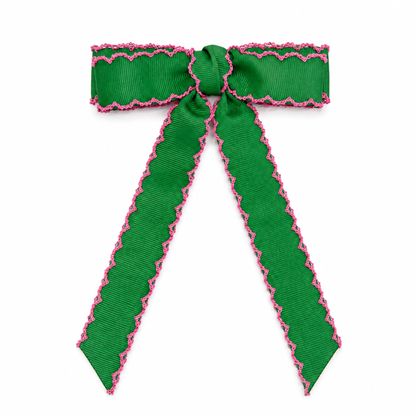 Scalloped Stitch Ribbon Bow Hair Clip – Playful Statement