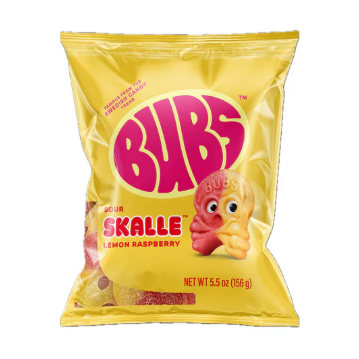 BUBS Sour Lemon Raspberry Skull Gummy Candy