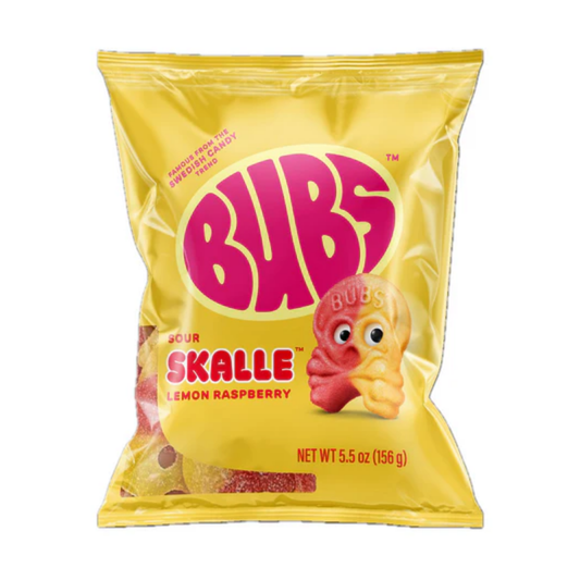 BUBS Sour Lemon Raspberry Skull Gummy Candy