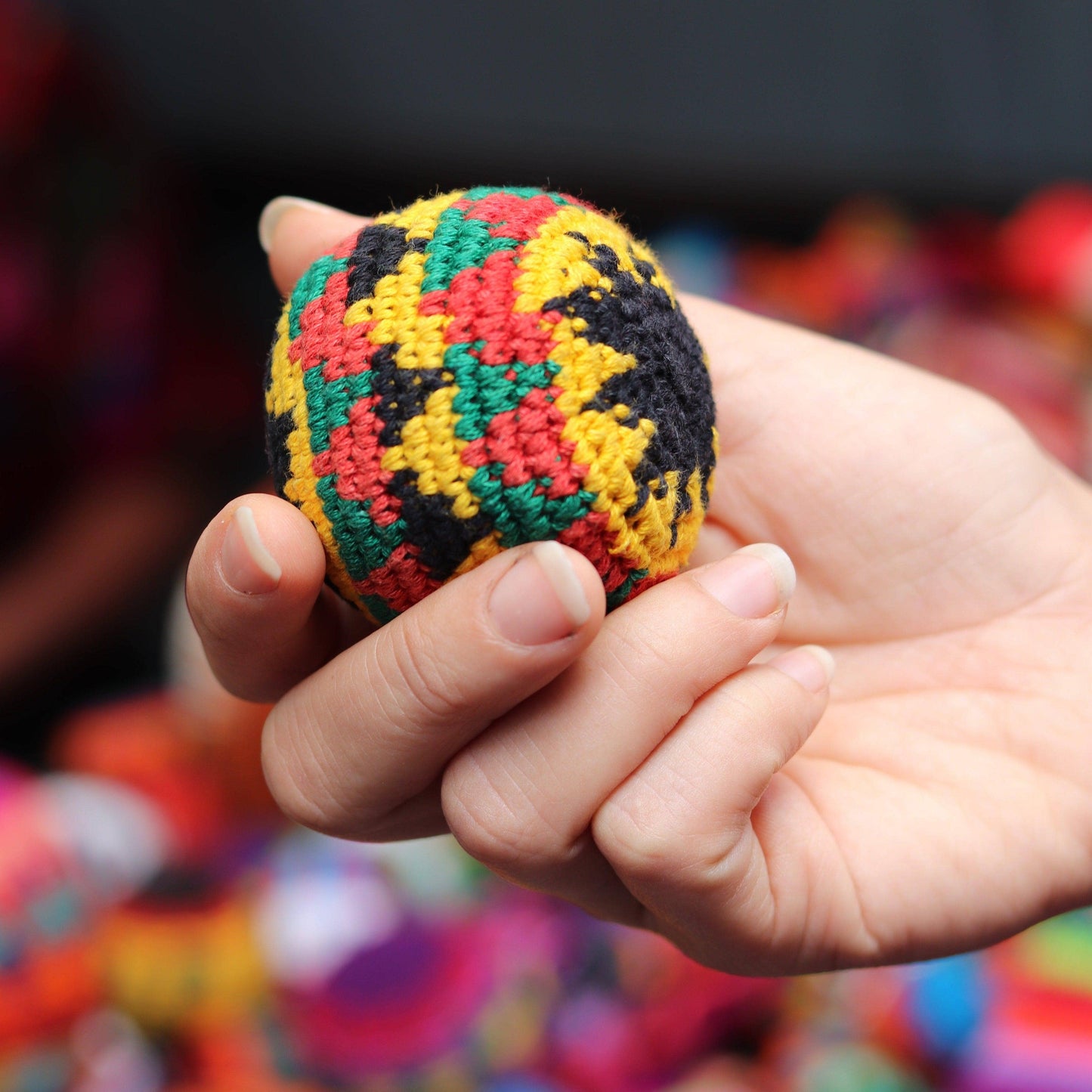 Knit Multicolor Hacky Sack Stress Ball Foot Sack Crochet - Guatemala / Mexico