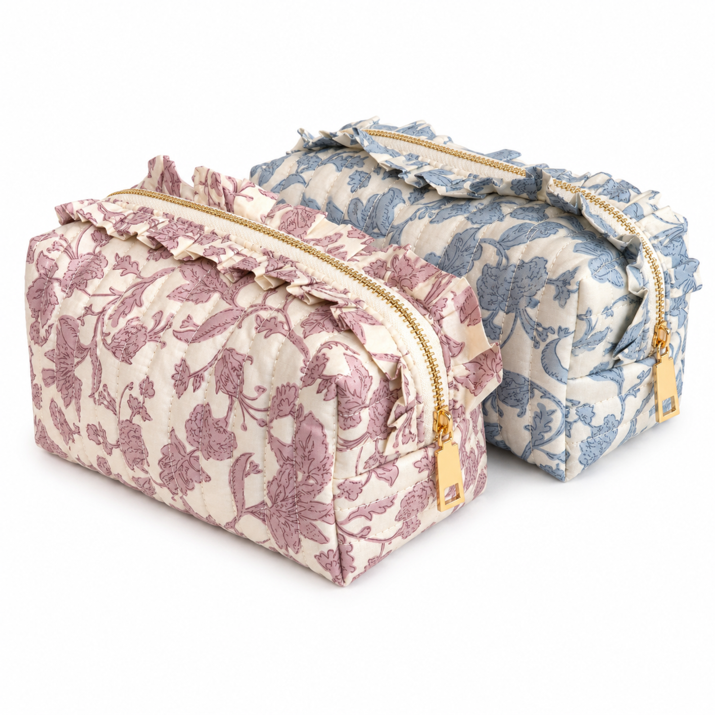 Ellison+Young French Toile Ruffle Cosmetic Case, Quilted Cotton