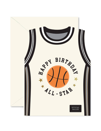 All-Star Basketball Jersey Birthday die-cut Greeting Card