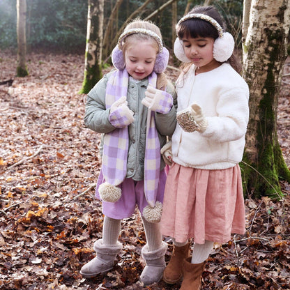 Gingham Knitted Gloves 3-6 Years