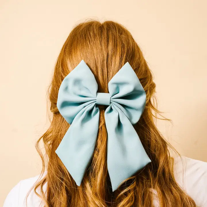 Classic Hair Bow Lt Blue