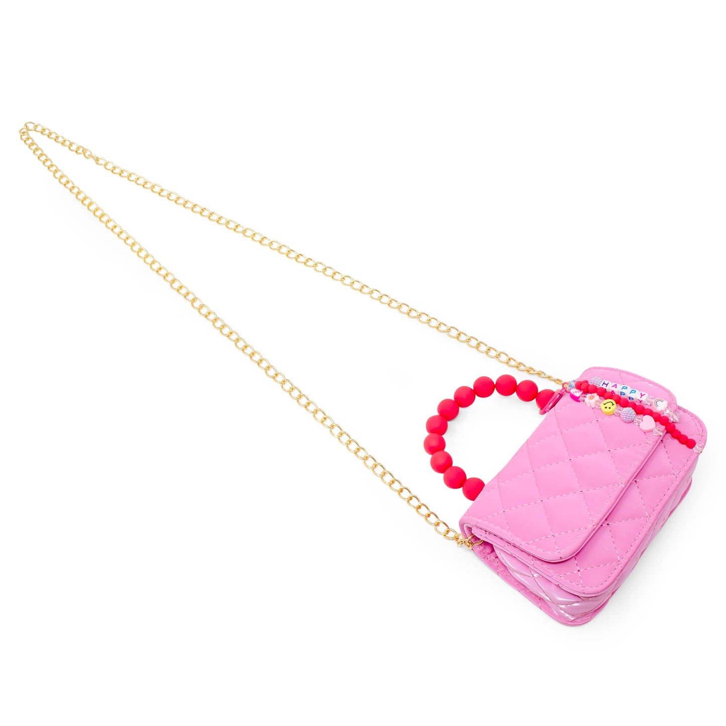 Pearl Handle Message Charm Handbag for Kids: Purple