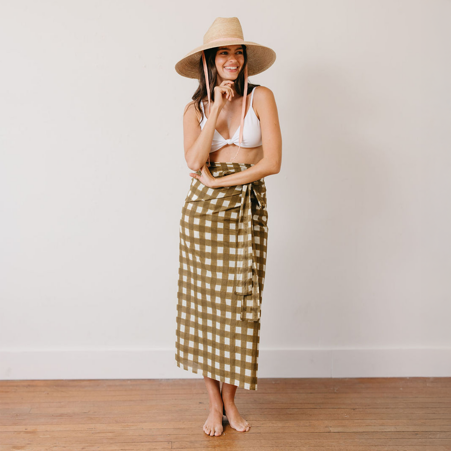 Painted Gingham Tie Sarong