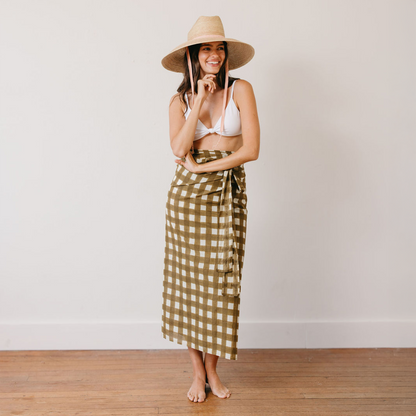 Painted Gingham Tie Sarong