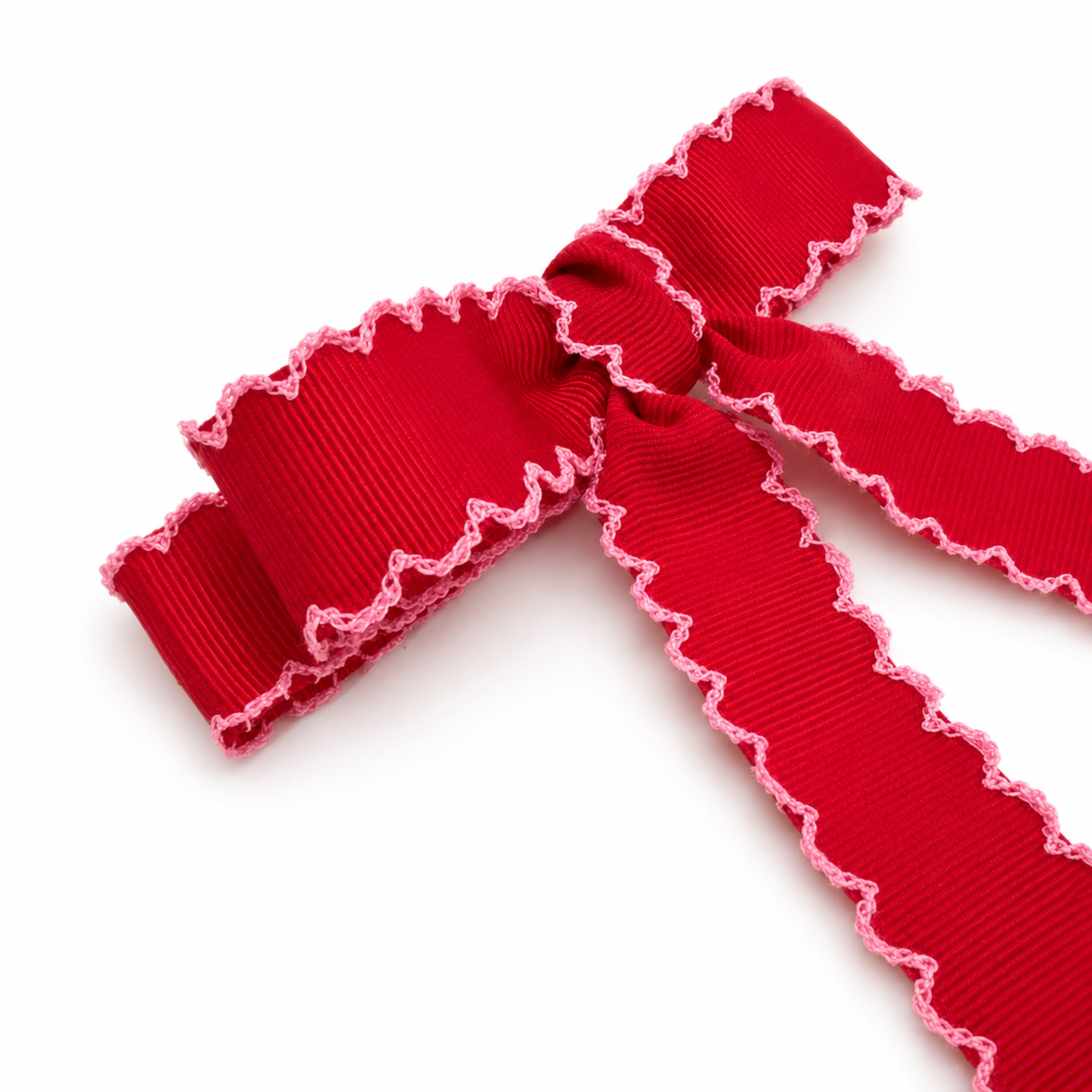 Scalloped Stitch Ribbon Bow Hair Clip – Playful Statement