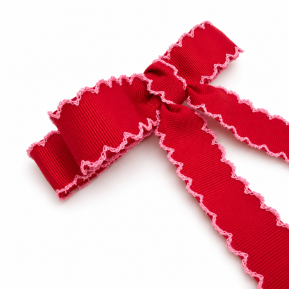 Scalloped Stitch Ribbon Bow Hair Clip – Playful Statement