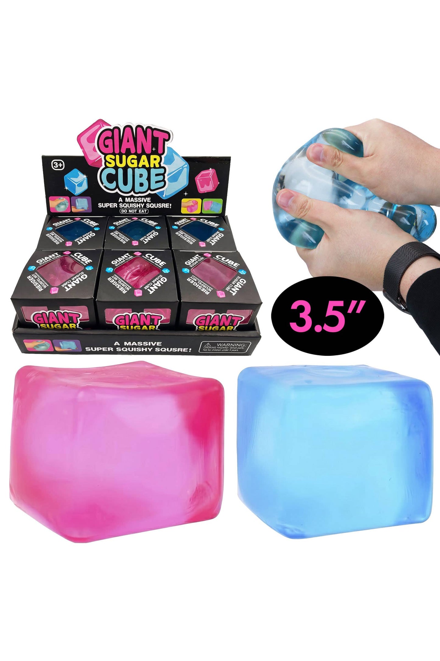 JUMBO Solid Clear Cube Maltose Putty Filled Squishy