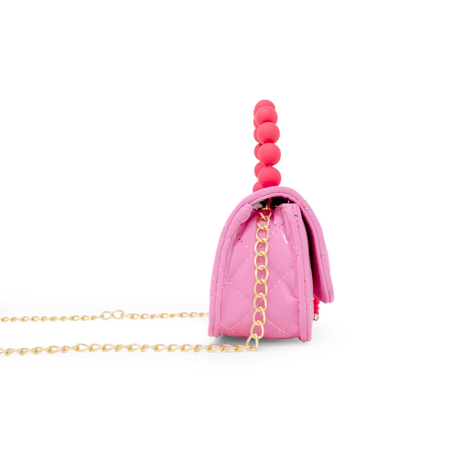 Pearl Handle Message Charm Handbag for Kids: Purple