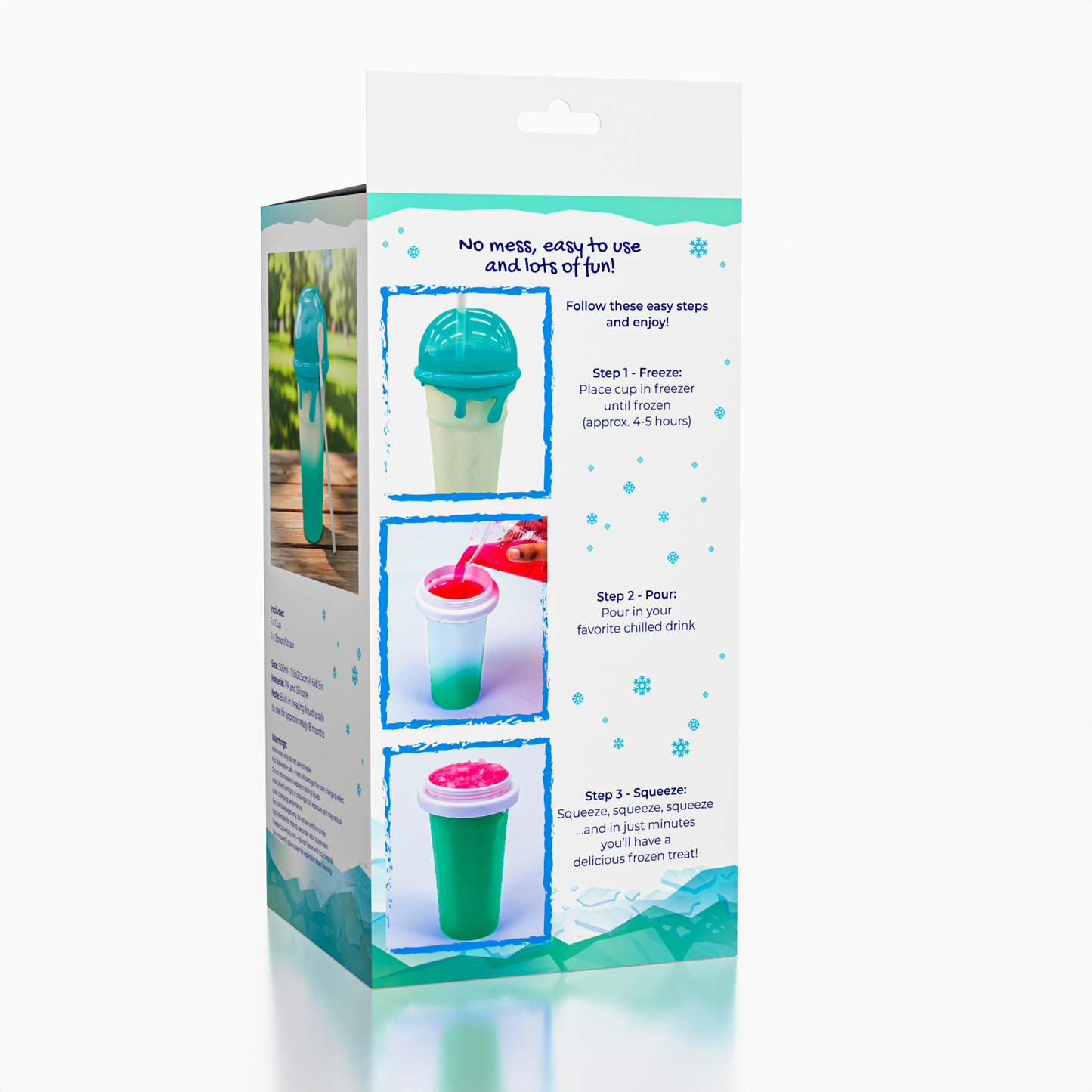 ProKitchen Squeezur Color-Changing Instant Slushie Maker Cup (1pc) Includes Straw/Spoon & Lid