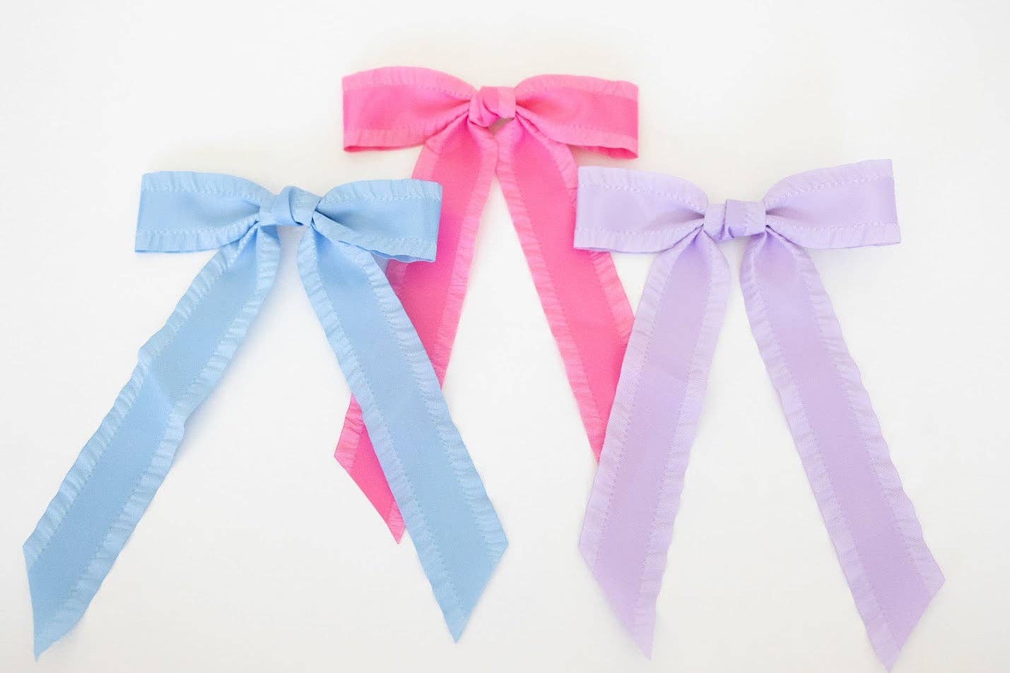 Ruffle Trim Hair Bow - Macaron Muse