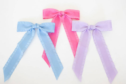 Ruffle Trim Hair Bow - Macaron Muse