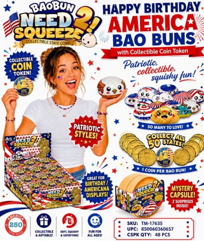 Happy Birthday America Bao Bun/Dumpling w/state coin