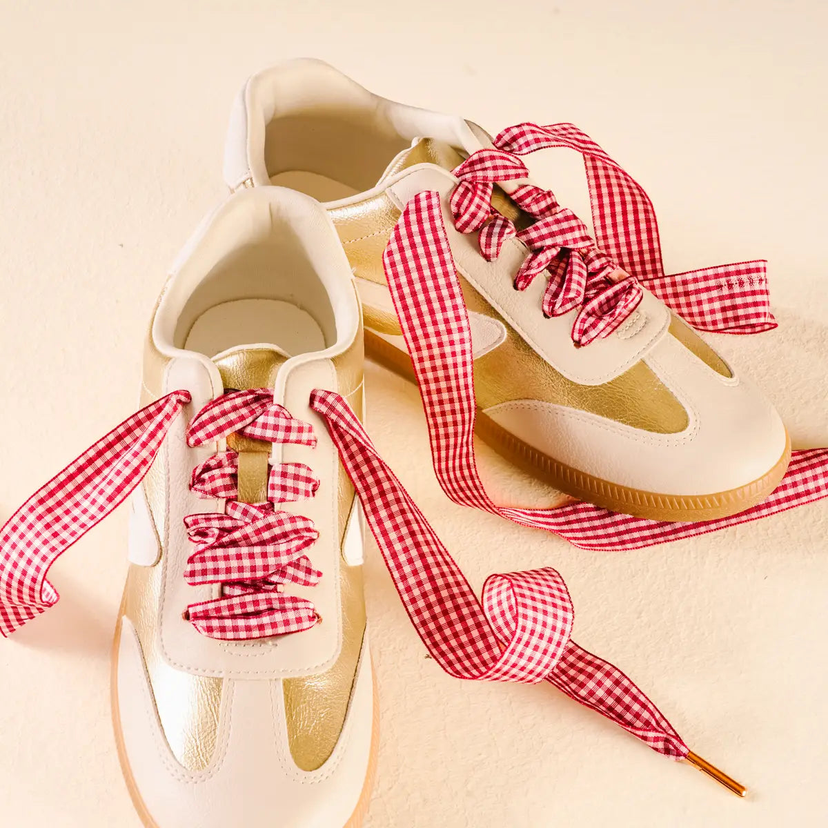 Gingham Red Shoelaces
