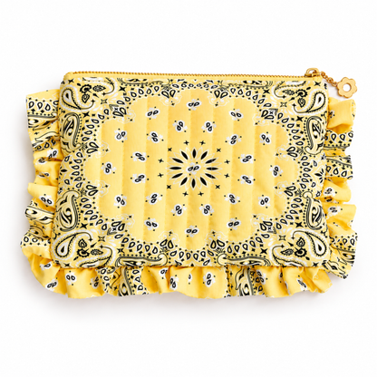 Ellison+Young Bandana Ruffle Everything Pouch, Quilted Cosmetic Case