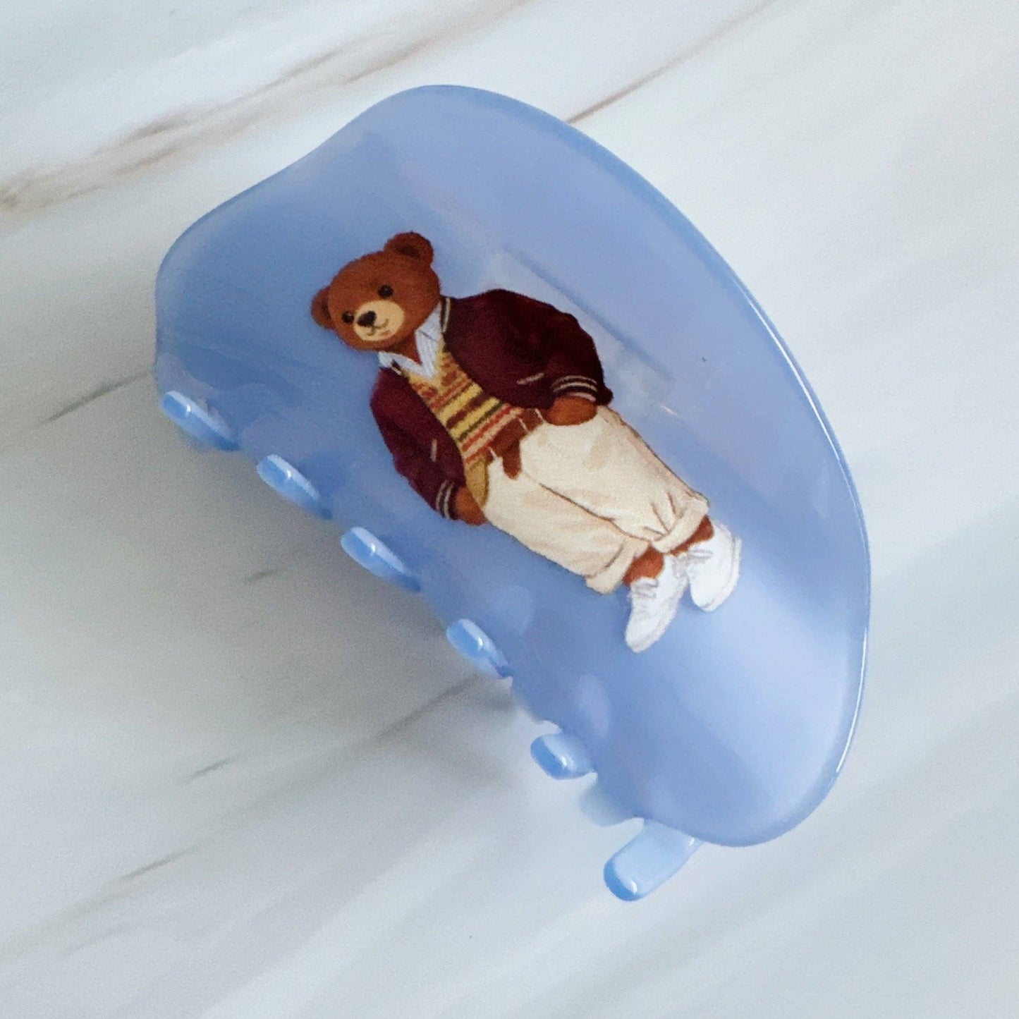 Preppy Bear Hair Claw – Charming Retro Style