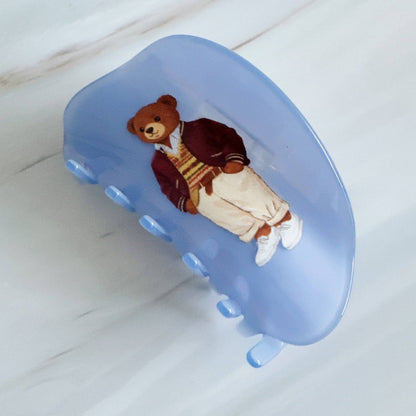 Preppy Bear Hair Claw – Charming Retro Style