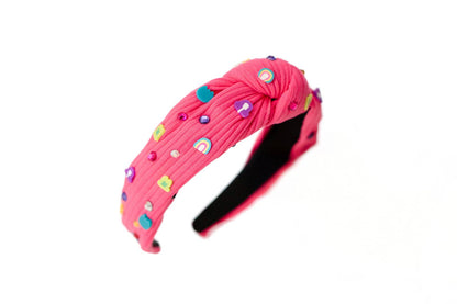 Beaded Headband - Lucky Charms Hot Pink