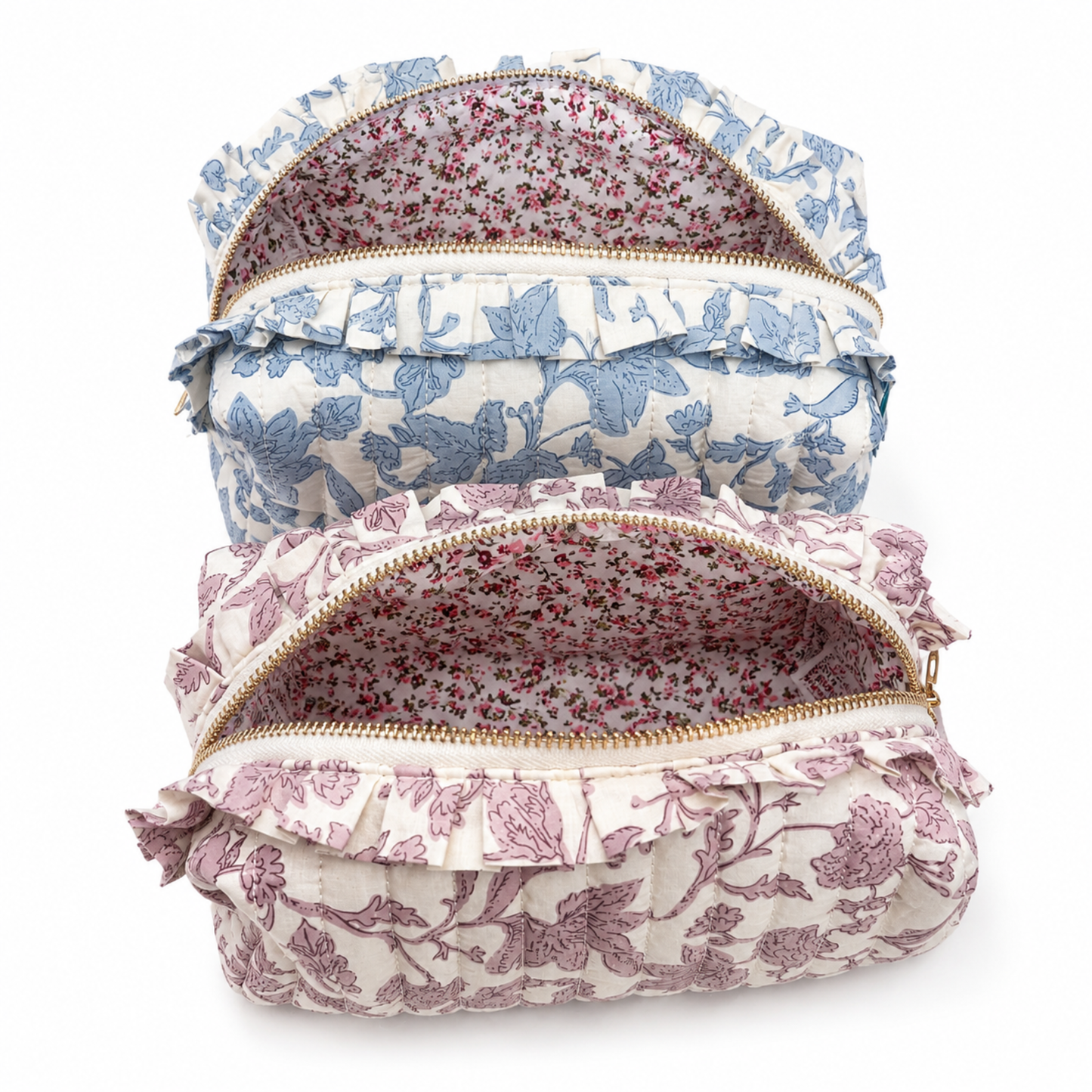Ellison+Young French Toile Ruffle Cosmetic Case, Quilted Cotton