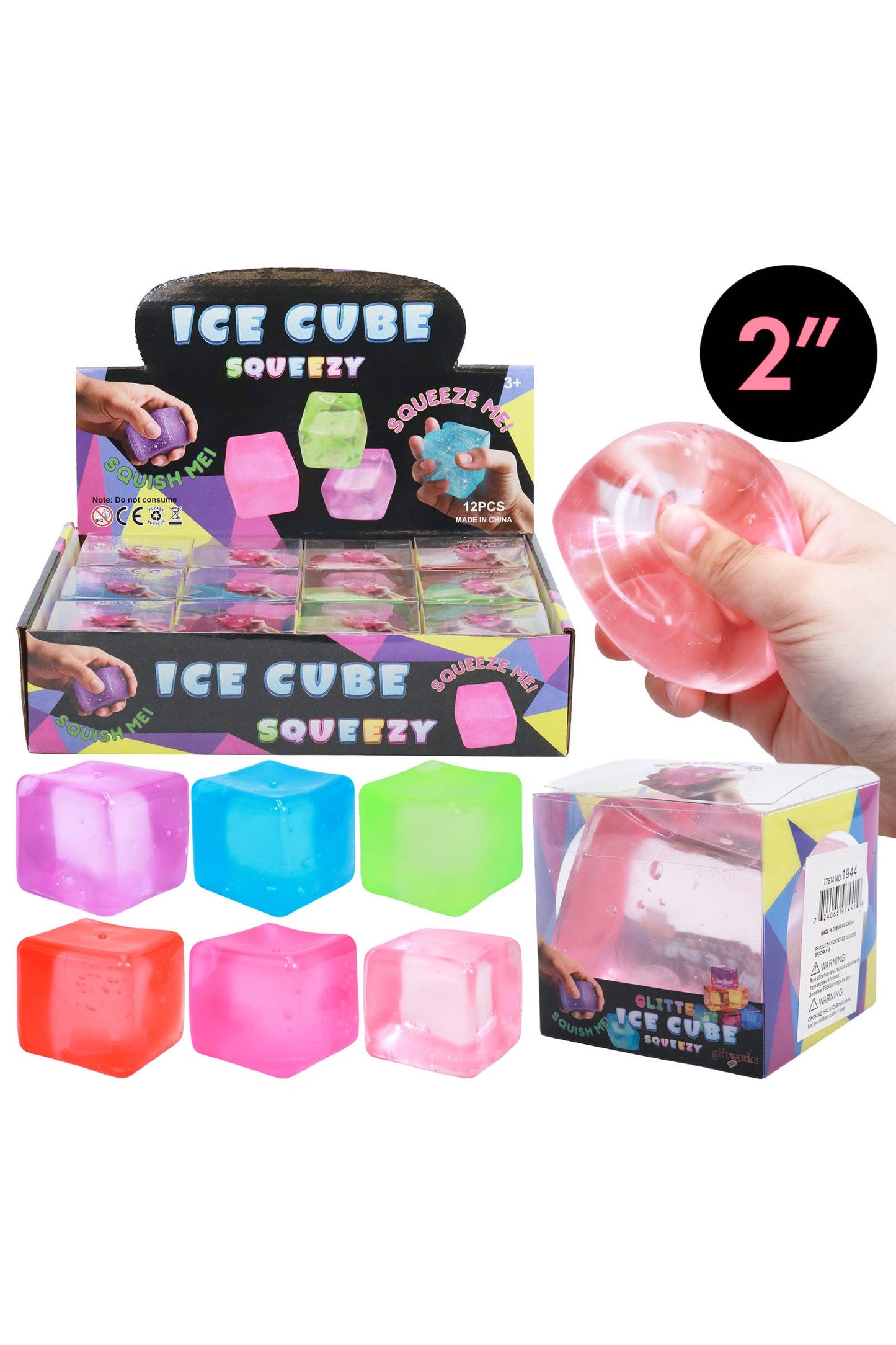 Clear Colorful Cube Maltose Putty Filled Squishy