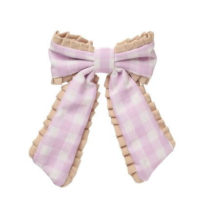 Gingham Ruffle Bow Clip