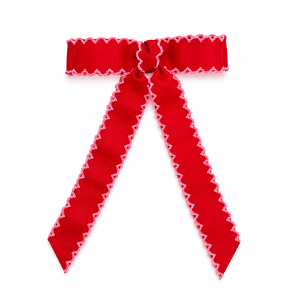 Scalloped Stitch Ribbon Bow Hair Clip – Playful Statement