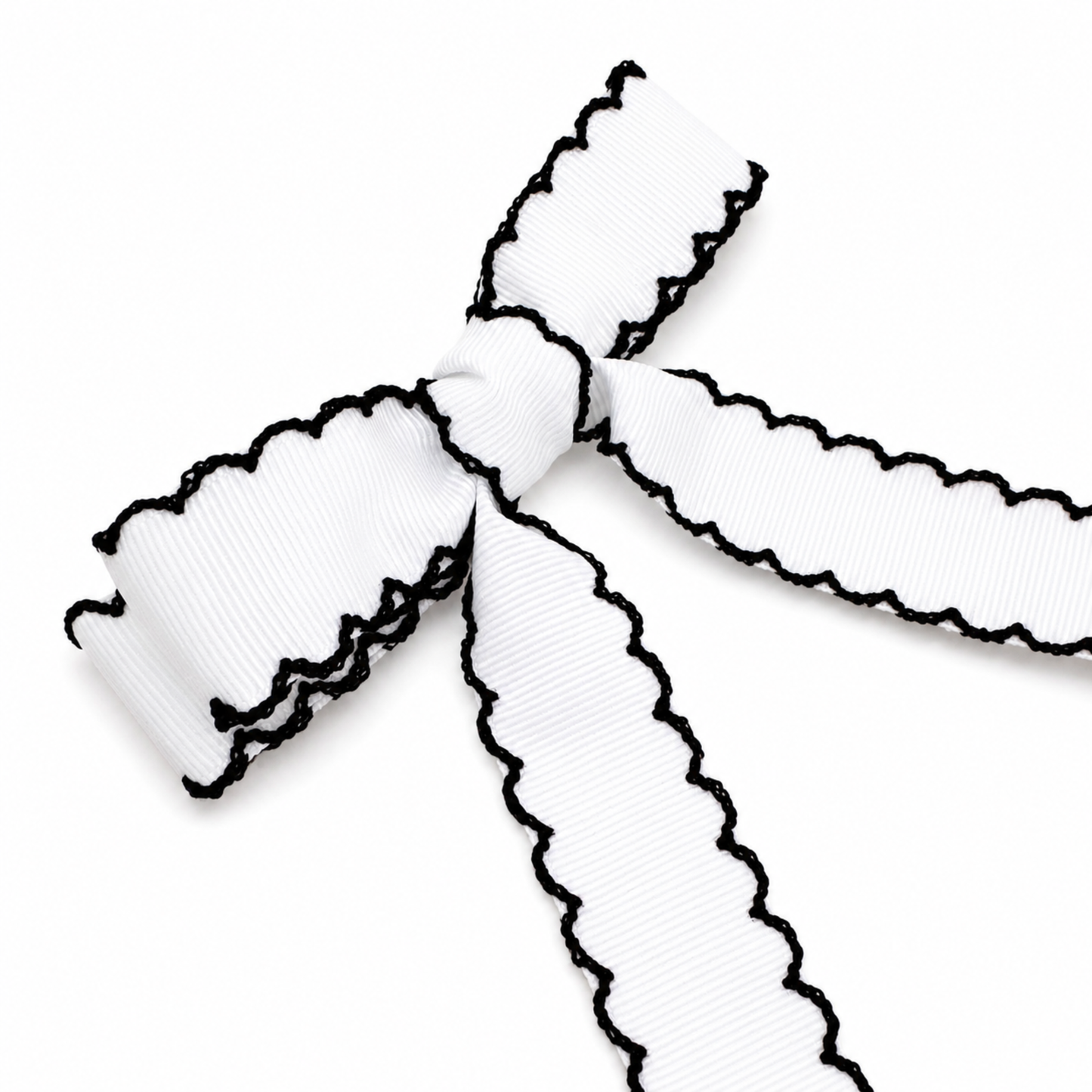 Scalloped Stitch Ribbon Bow Hair Clip – Playful Statement