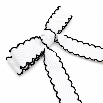 Scalloped Stitch Ribbon Bow Hair Clip – Playful Statement