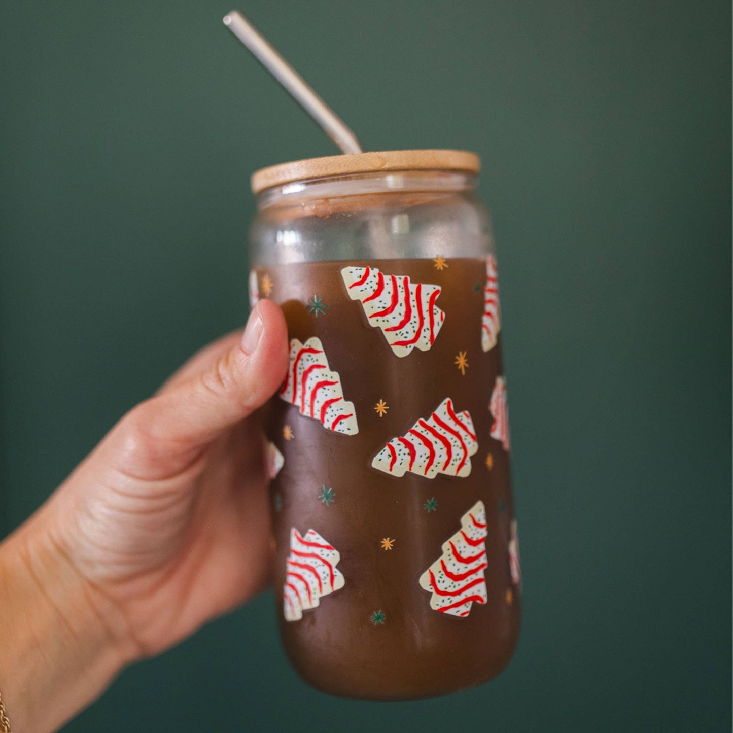 Christmas Tree Cakes Glass Can