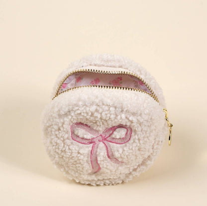 Teddy Pouch–Circle Bow Pink