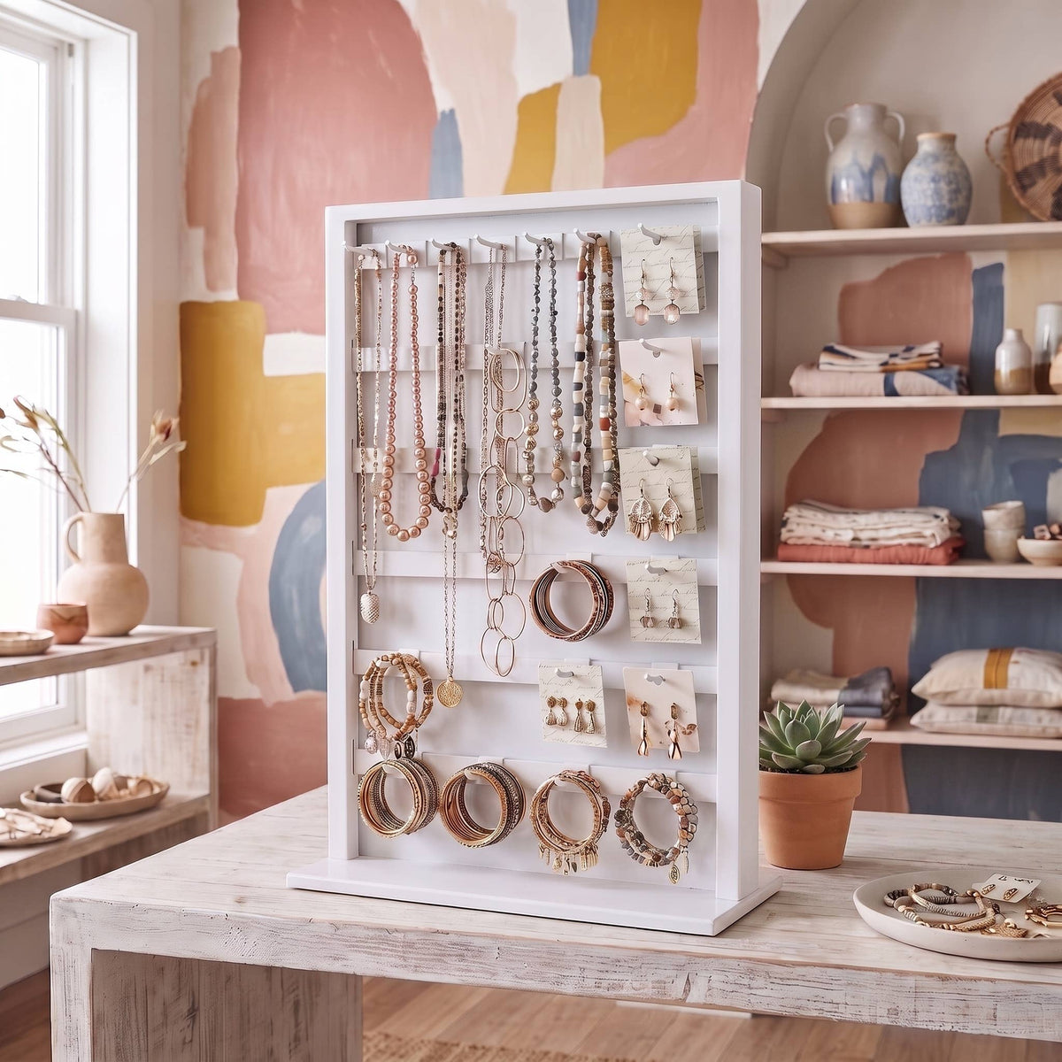 Rotating Metal 2-Sided Jewelry Spinner with 40 hooks