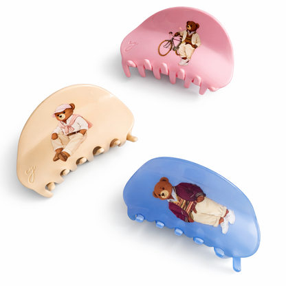 Preppy Bear Hair Claw – Charming Retro Style