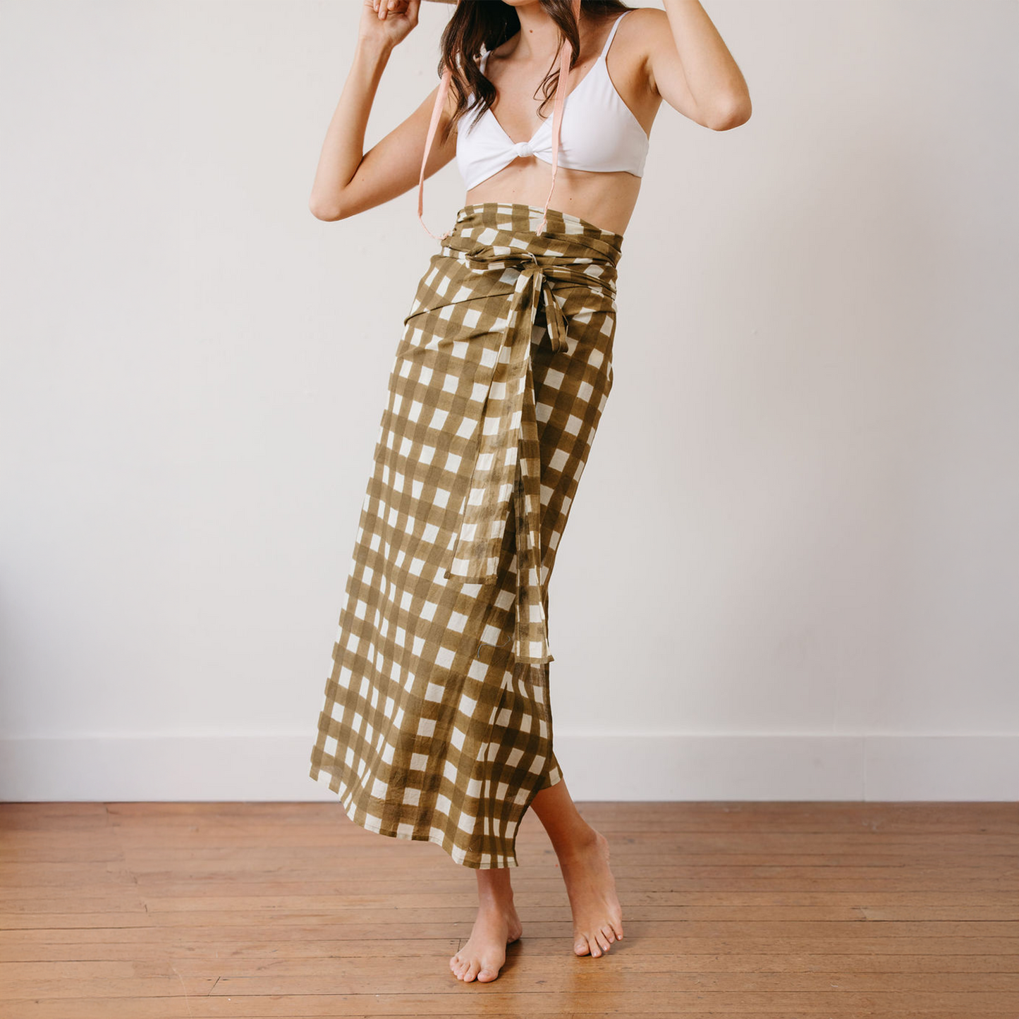 Painted Gingham Tie Sarong