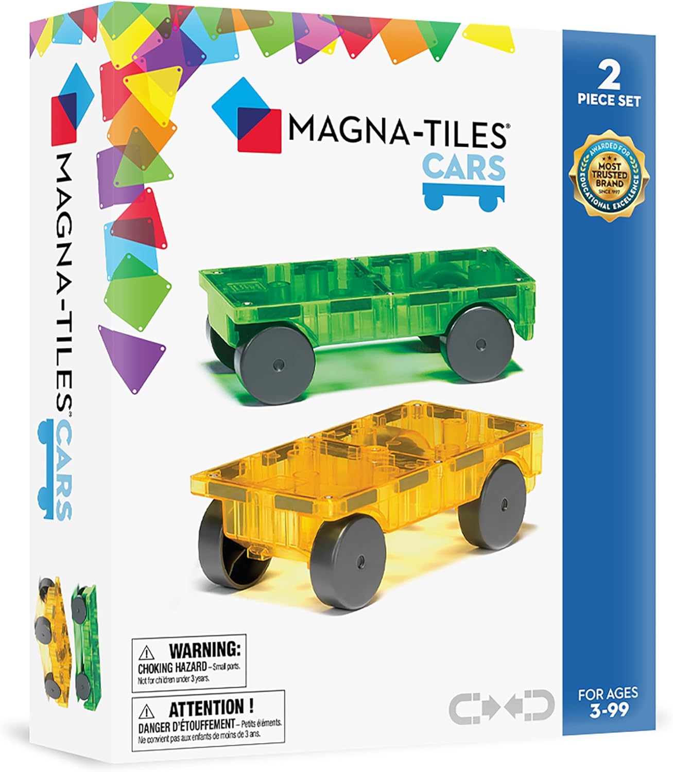 Magnatiles Cars: Green and Yellow. 2 piece