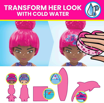 MEGA Barbie Color Reveal Dolphin Exploration Toy Building Set
