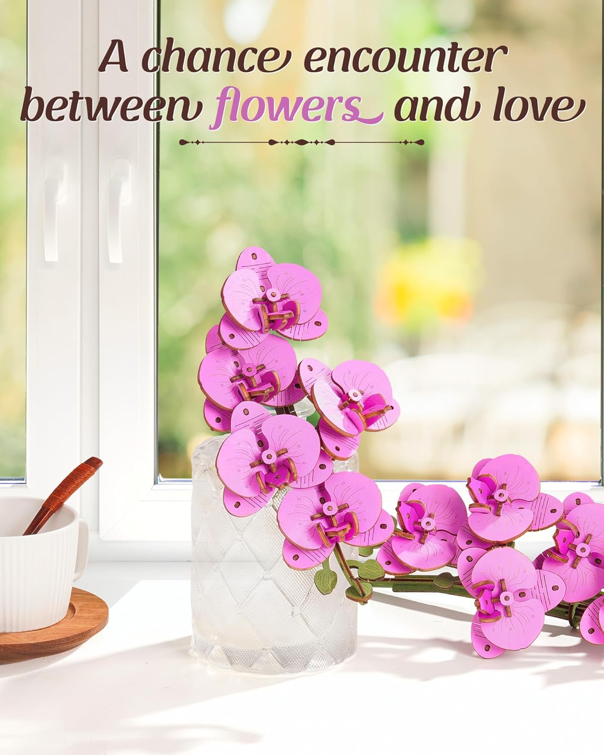 3D Puzzles, Wooden Artificial Flower. Purple Moth Orchid