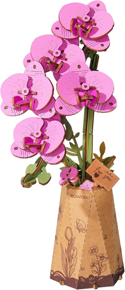 3D Puzzles, Wooden Artificial Flower. Purple Moth Orchid