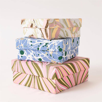 Abstract Brush Premium Gift Boxes (Set/3)(Pk/4) | Gift Wrap