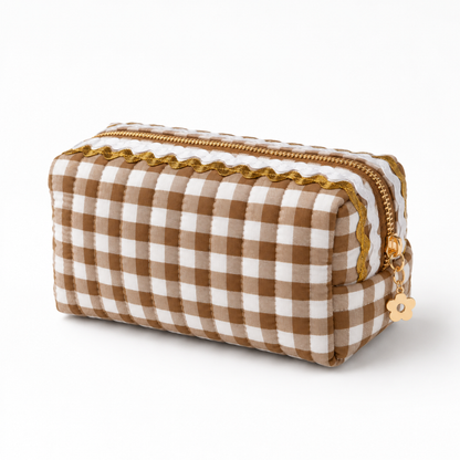 Ellison+Young Color Wave Gingham Cosmetic Case, Playful Details