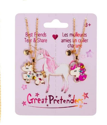 Bejewelled Unicorns Tear and Share Necklace