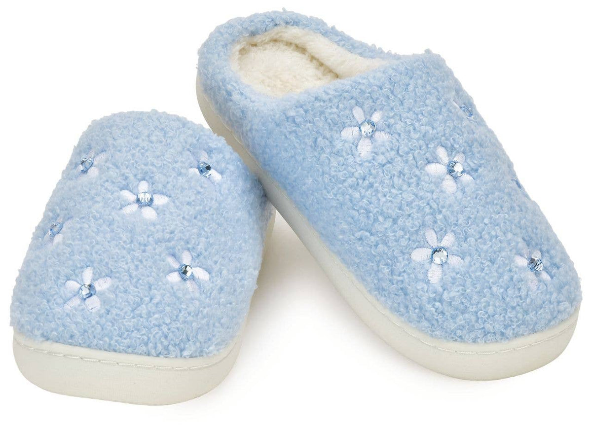 Blue Ditsy Slippers (Medium (4-6))
